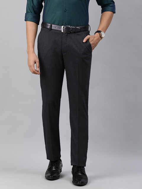 

Louis Philippe Men Black Solid Slim Fit Formal Trousers