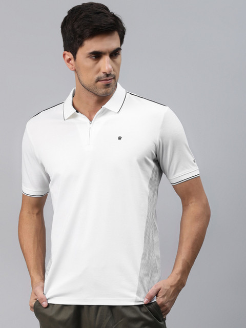 

Louis Philippe Men White Polo Collar T-shirt