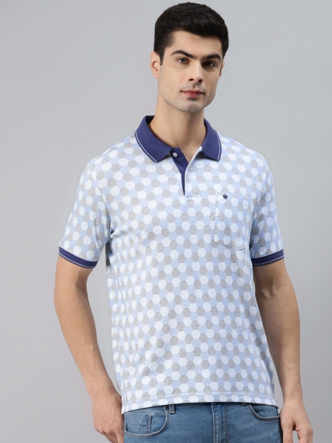 

Louis Philippe Men Blue Pure Cotton Printed Polo Collar Pure Cotton T-shirt