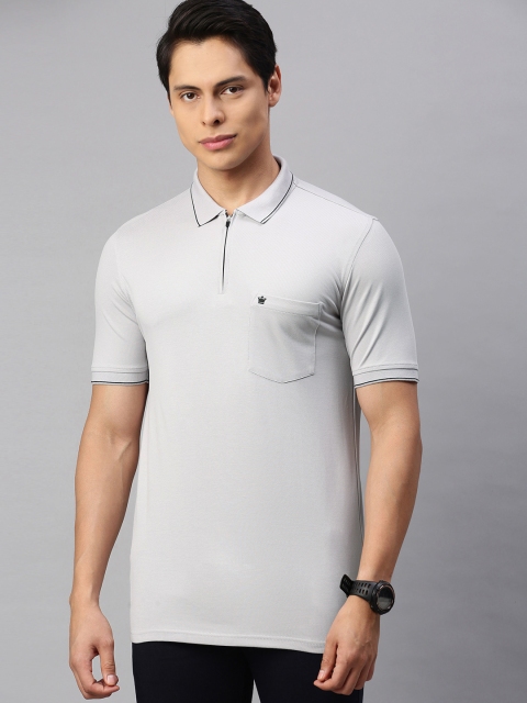 

Louis Philippe Men Grey Polo Collar T-shirt