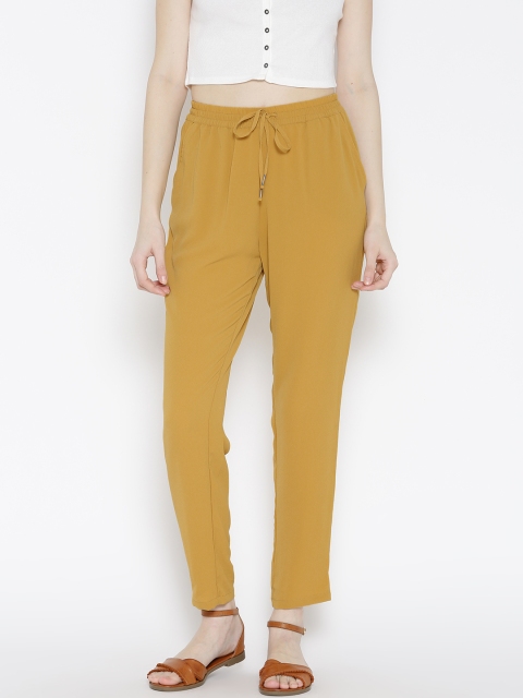 

ONLY Women Mustard Yellow Flat Front Trousers