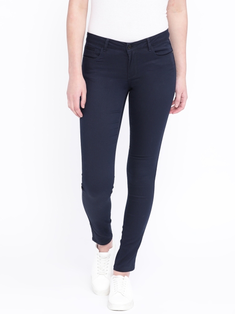 

ONLY Women Navy Blue Solid Skinny Fit Trousers