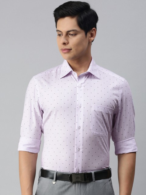 

Louis Philippe Men Lavender & White Striped Classic Fit Formal Shirt