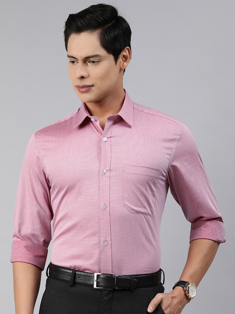 

Louis Philippe Men Pink Pure Cotton Self-Design Premium Cotton Slim Fit Party Shirt