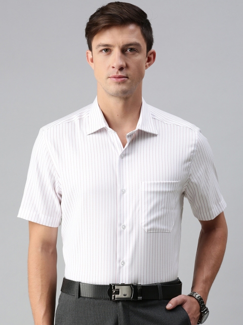 

Louis Philippe Men White Striped Pure Cotton Casual Shirt