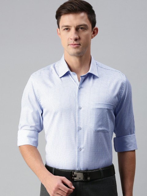 

Louis Philippe Men Blue Slim Fit Grid Tattersall Checks Checked Formal Shirt