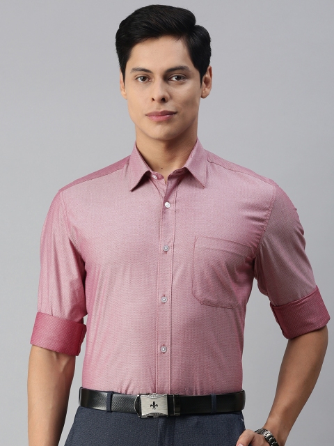 

Louis Philippe Men Red & White Self-designed Slim Fit Casual Shirt