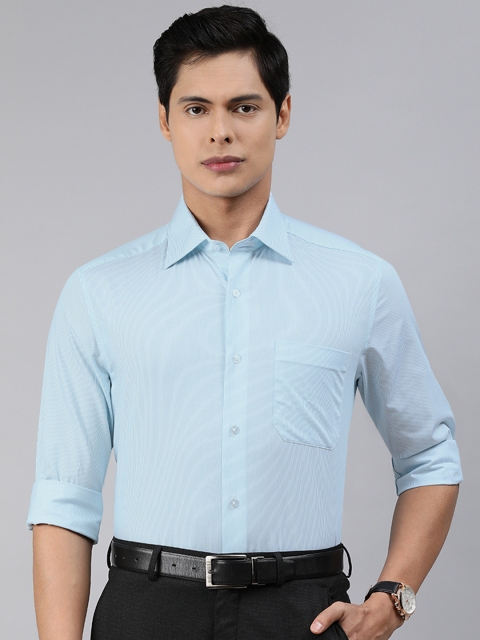 

Louis Philippe Men Blue Pinstriped Pure Cotton Formal Shirt