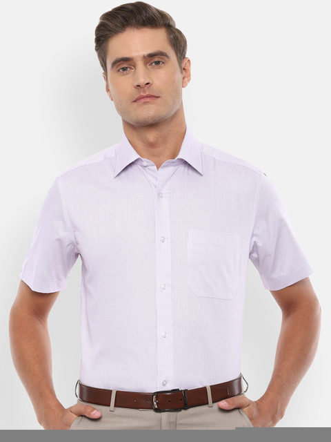 

Louis Philippe Men White & Purple Checked Pure Cotton Classic Fit Formal Shirt