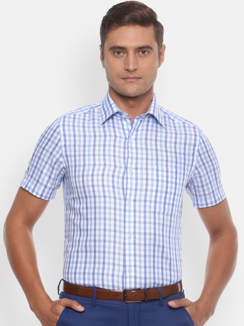 

Louis Philippe Men Blue Regular Fit Checked Casual Shirt