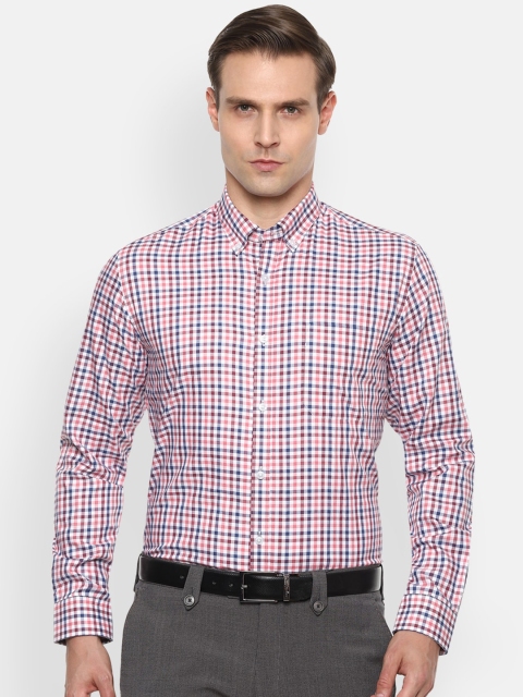 

Louis Philippe Men Pink & Blue Slim Fit Checked Pure Cotton Casual Shirt