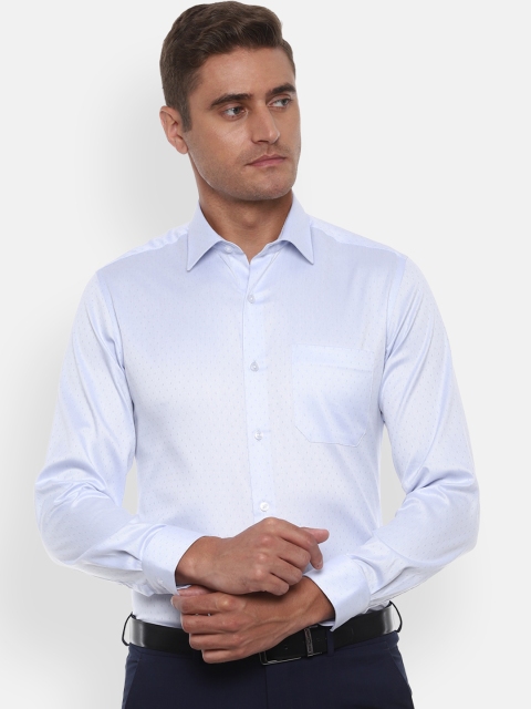 

Louis Philippe Men Blue Slim Fit Self Design Pure Cotton Casual Shirt