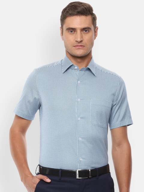 

Louis Philippe Men Blue Regular Fit Checked Casual Shirt