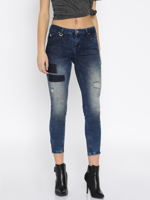 

ONLY Women Blue Skinny Fit Distressed Stretchable Jeans
