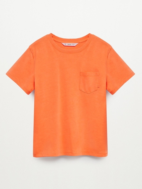 

Mango Kids Boys Orange Solid Organic Cotton Sustainable T-shirt