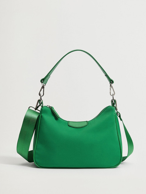 

MANGO Green Solid Handheld Bag