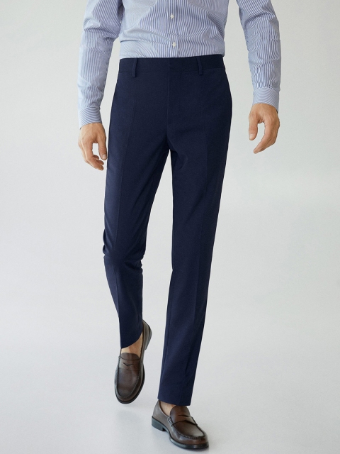 

MANGO MAN Navy Blue Super Slim Fit Smart Casual Trousers