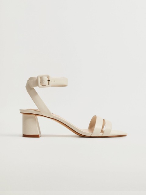 

MANGO Women Cream-Coloured Solid Block Heels