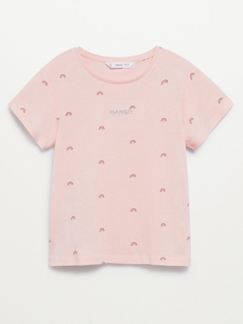 

Mango Kids Girls Pink Organic Cotton Printed T-shirt