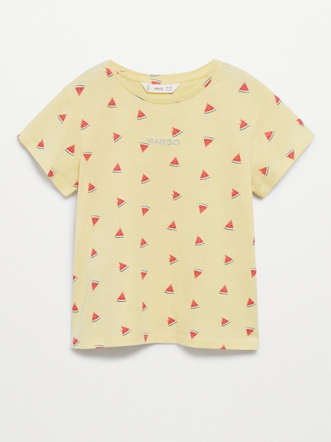 

Mango Kids Girls Yellow & Red Organic Cotton Printed T-shirt