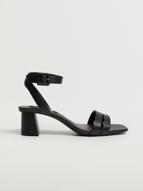 

MANGO Women Black Solid Block Heels