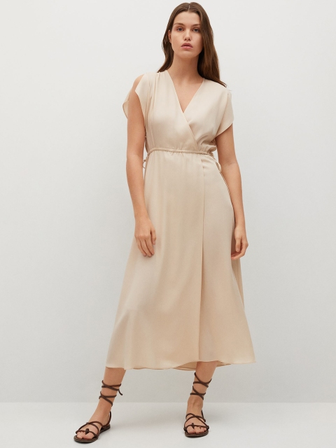 

MANGO Women Beige Sustainable Rayon Wrap Dress