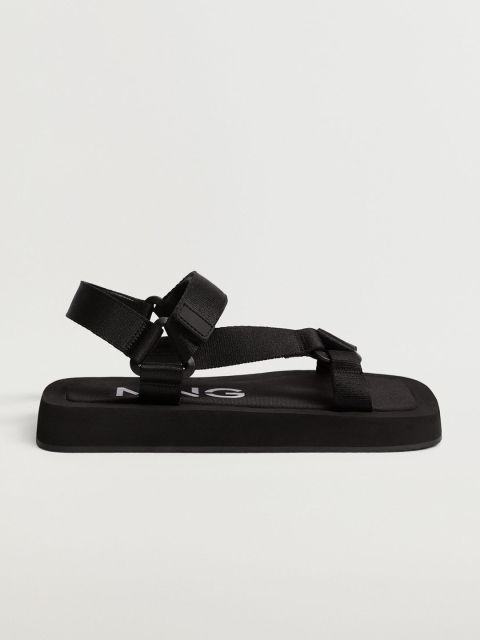 

MANGO Women Black Solid Open Toe Flats