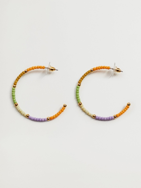 

MANGO Multi-Coloured Beaded Circular Half Hoop Earrings