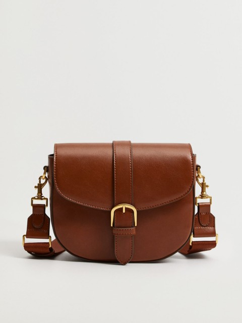 

MANGO Coffee Brown Solid Sling Bag with Detachable Sling Strap & Buckle Detail