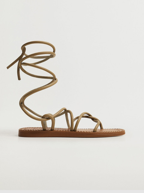 

MANGO Women Olive Green Solid Gladiators