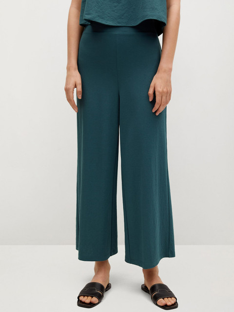 

MANGO Women Teal Green High-Rise Sustainable Solid Culottes