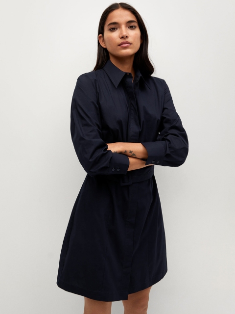

MANGO Women Navy Blue Shirt Dress