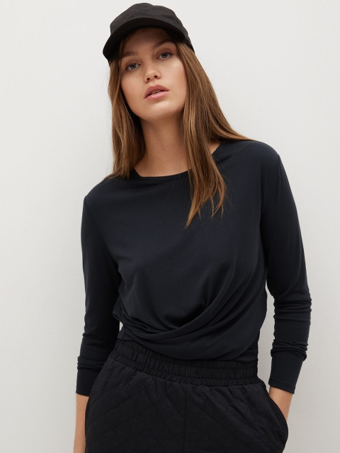 

MANGO Women Navy Blue Solid T-shirt