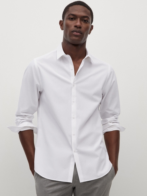 

MANGO MAN White Easy Iron Slim Fit Solid Casual Performance Shirt