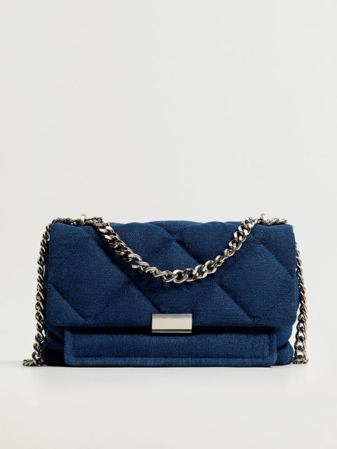 

MANGO Navy Blue Quilted Denim Sustainable Cotton Sling Bag