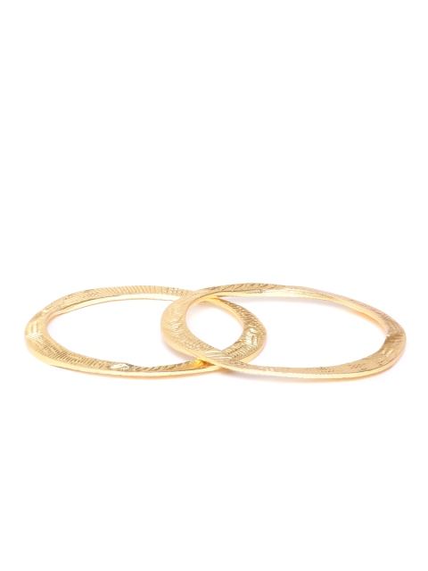 

MANGO Women Set of 2 Gold-Toned Textured Bangle-Style Bracelets