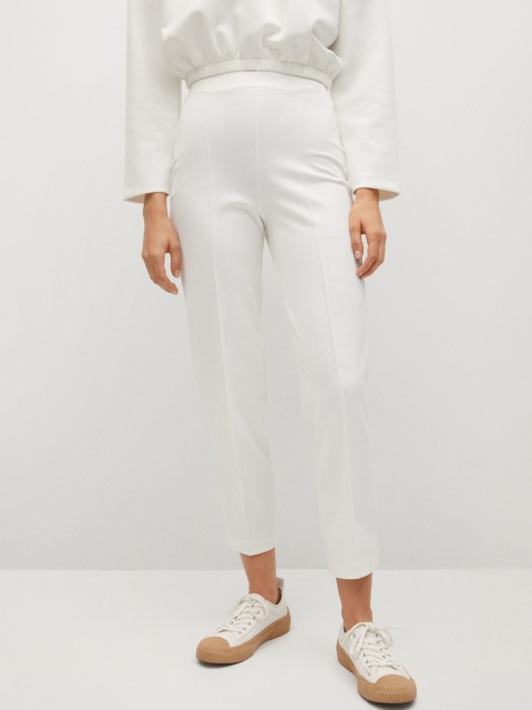 

MANGO Women White Solid Sustainable Skinny Fit High-Rise Regular Trousers
