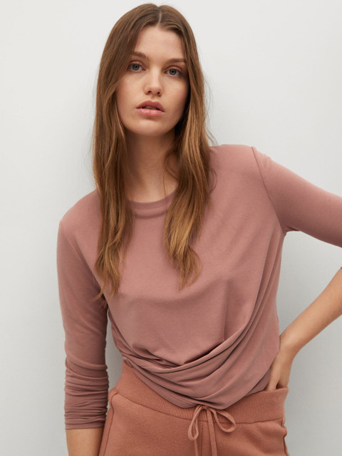 

MANGO Women Dusty Pink Wrap T-shirt