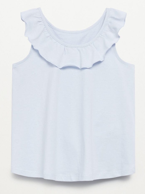 

Mango Kids Blue Solid Pure Cotton Sustainable Flared Sleeves Top