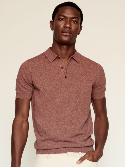 

MANGO MAN Rust Red Sustainable Polo Collar T-shirt