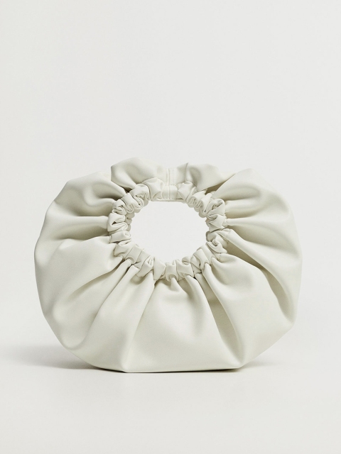 

MANGO Off-White Solid Handheld Bag with Ruched Detail