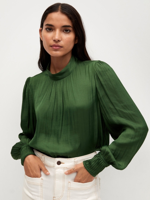 

MANGO Women Green Solid Regular Top