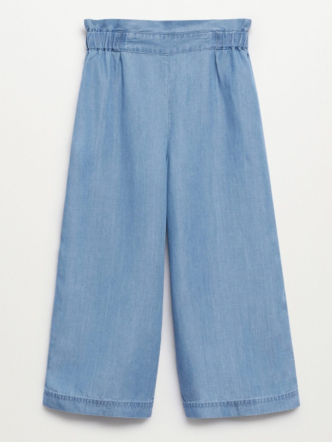 

Mango Kids Girls Blue Chambray Solid Parallel Trousers