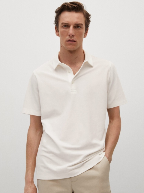 

MANGO MAN White Polo Collar T-shirt