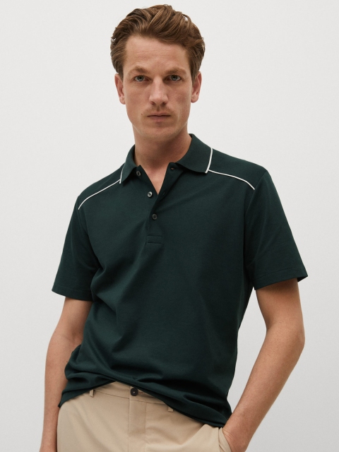 

MANGO MAN Green Polo Collar T-shirt