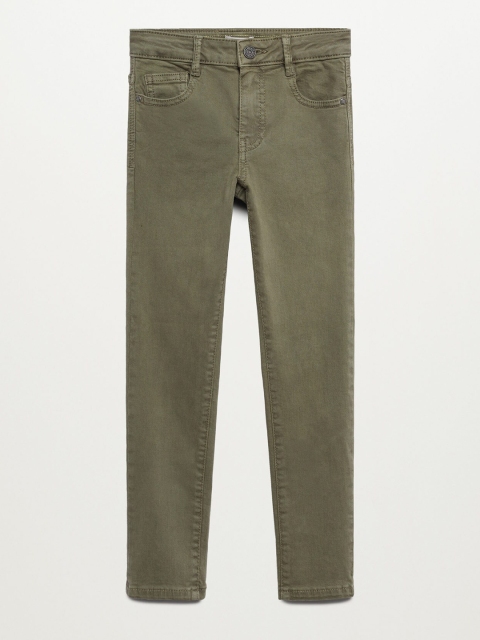 

Mango Kids Boys Olive Green Solid Sustainable Slim Fit Stretchable Jeans