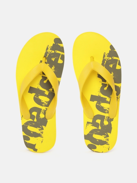 

Roadster Men Yellow & Grey Printed Thong Flip-Flops