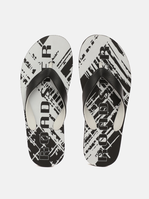 

Roadster Men Black & Grey Printed Thong Flip-Flops