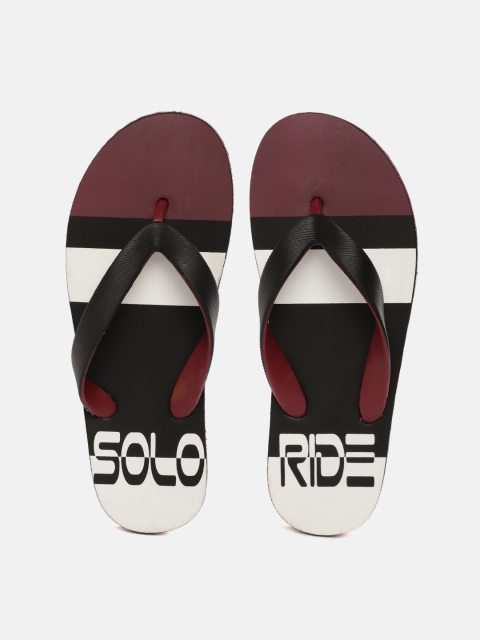 

Roadster Men Black & Burgundy Colourblocked Thong Flip-Flops