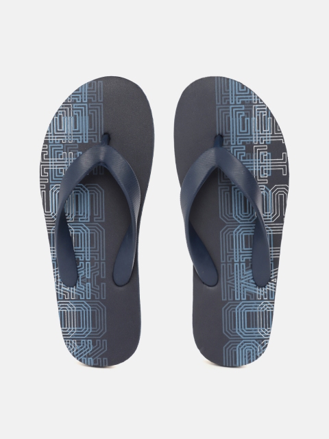 

Roadster Men Navy Blue & White Printed Thong Flip-Flops